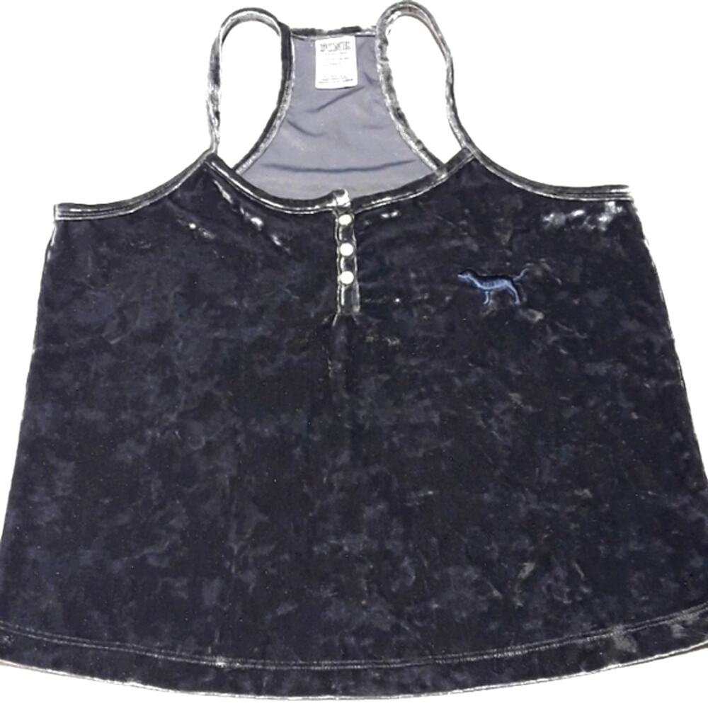 Women Sz S Gray Velvet Spaghetti Strap Shappy Y2K Grunge Preppy Pink Top